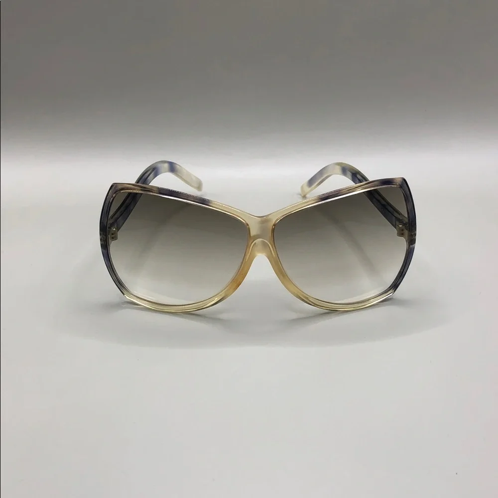 Annie Saral France Vintage Designer Oversized Sunglasses Gradient Tortoise
